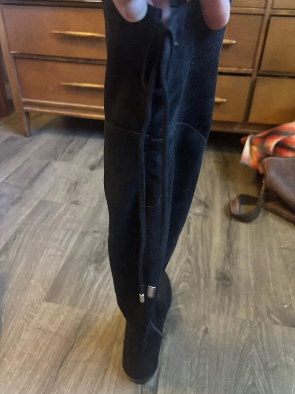 Marc Fisher Black Over-The-Knee Stretch Suede Boots